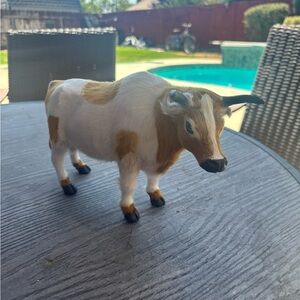 Realistic Brown and White Texas Cow Figurine